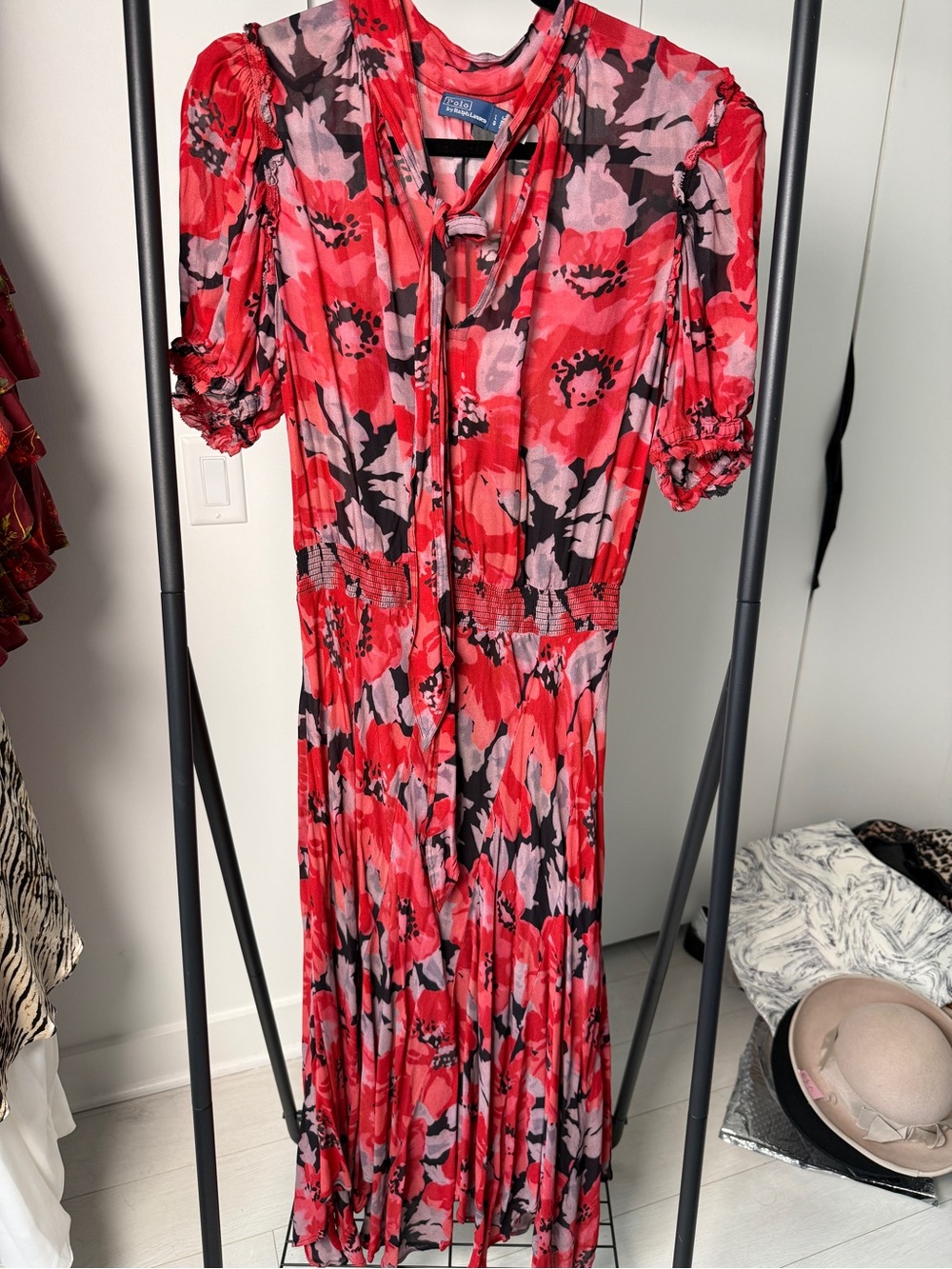 Polo by Ralph Lauren SILK Red Floral Maxi Dress